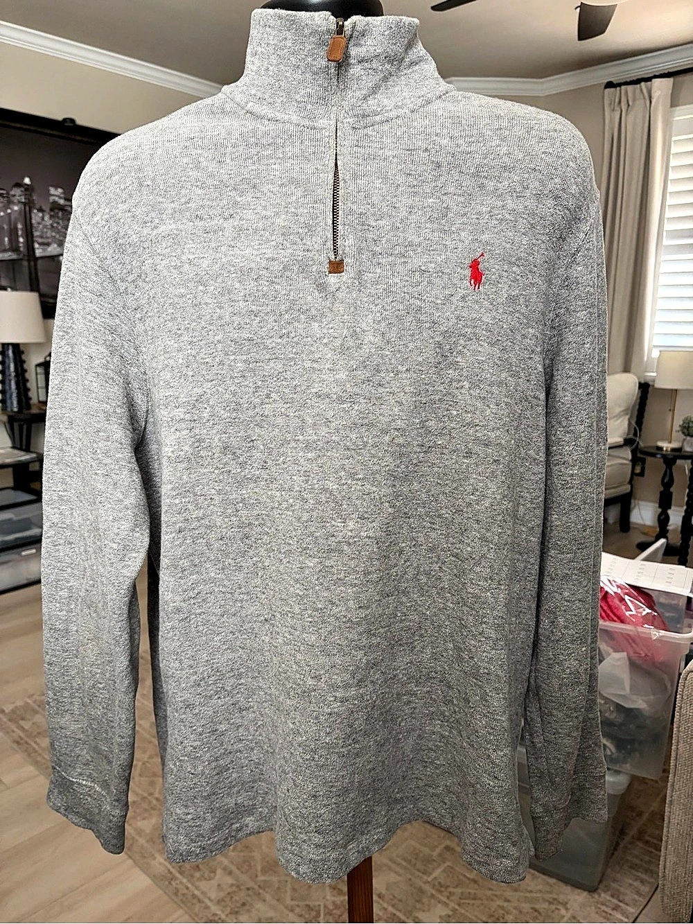 Polo Ralph Lauren Men's Cotton Quarter-Zip Sweater Gray Large